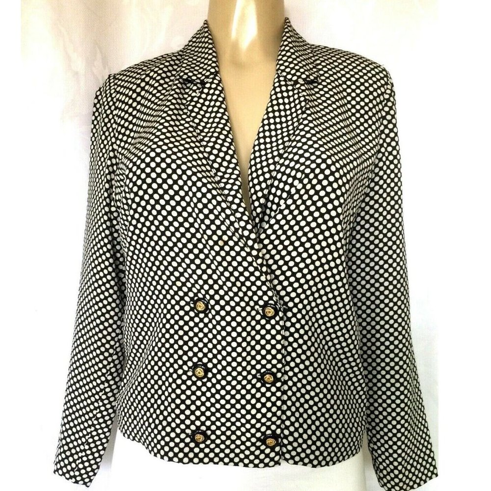 Valentino Silk Blazer Jacket Polka Dot Double Brea